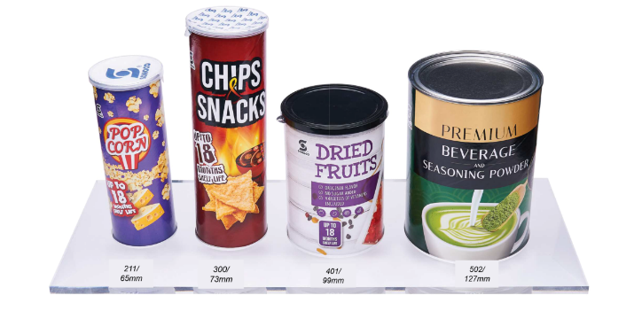 A variety of paper can height and diameters for a customized food packaging solutions for powder products